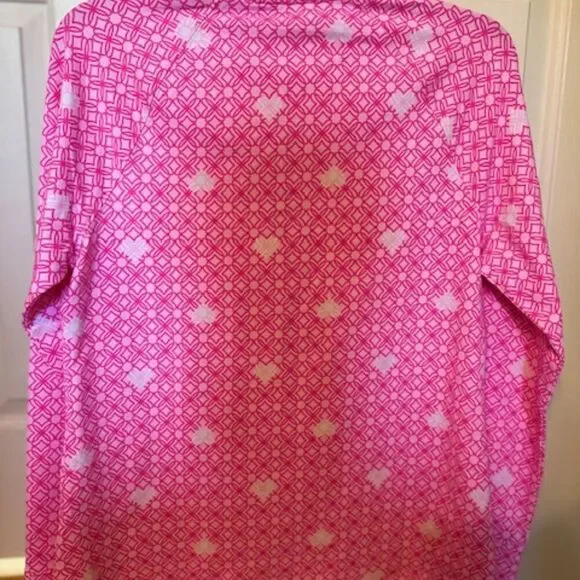 NWT Lilly Pulitzer UPF 50+ Skipper Popover Fluttering Hearts Pink Small - Picture 2 of 7